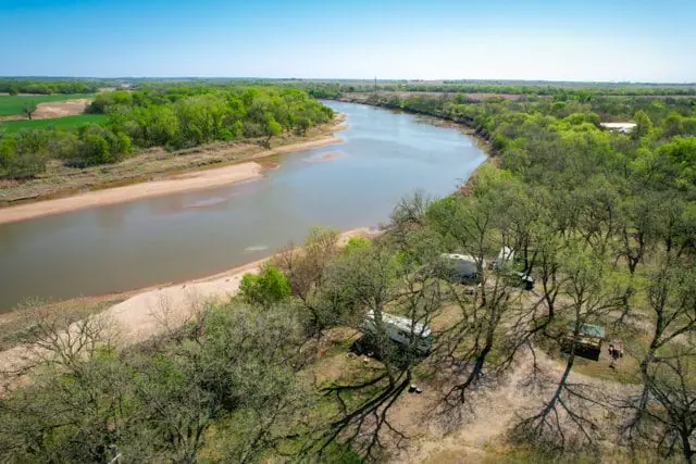 Aerial view of Rivershire campground